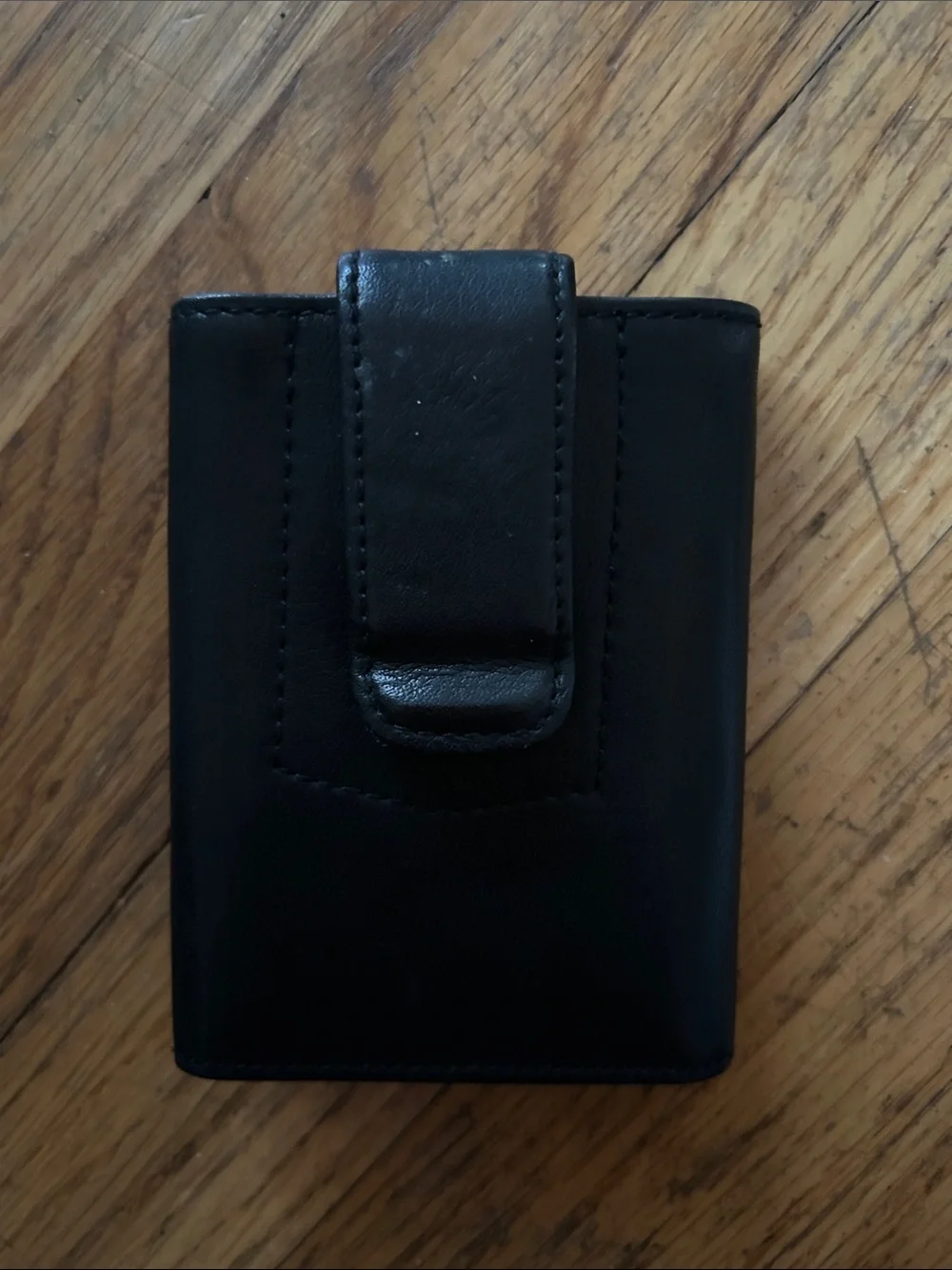 Compact Black Leather Card Wallet